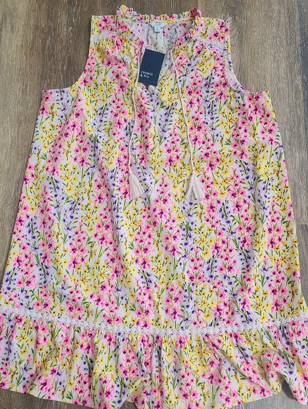Crown & Ivy Sleeveless Floral Shift Dress Womens Size XL New With Tags